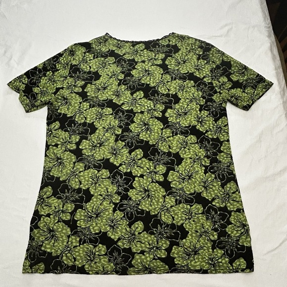 Lara Women's Fashion Green & Black Blouse Size 1x Diamond Details - Picture 2 of 6